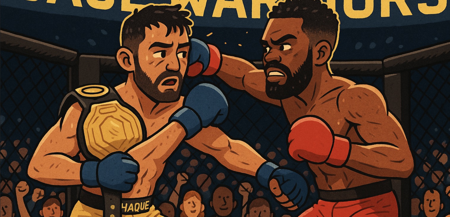 MMAtown blog post image:  Split Decision Drama: Shaj Haque Retains Title in Wild Battle with Jawany Scott at Cage Warriors 192