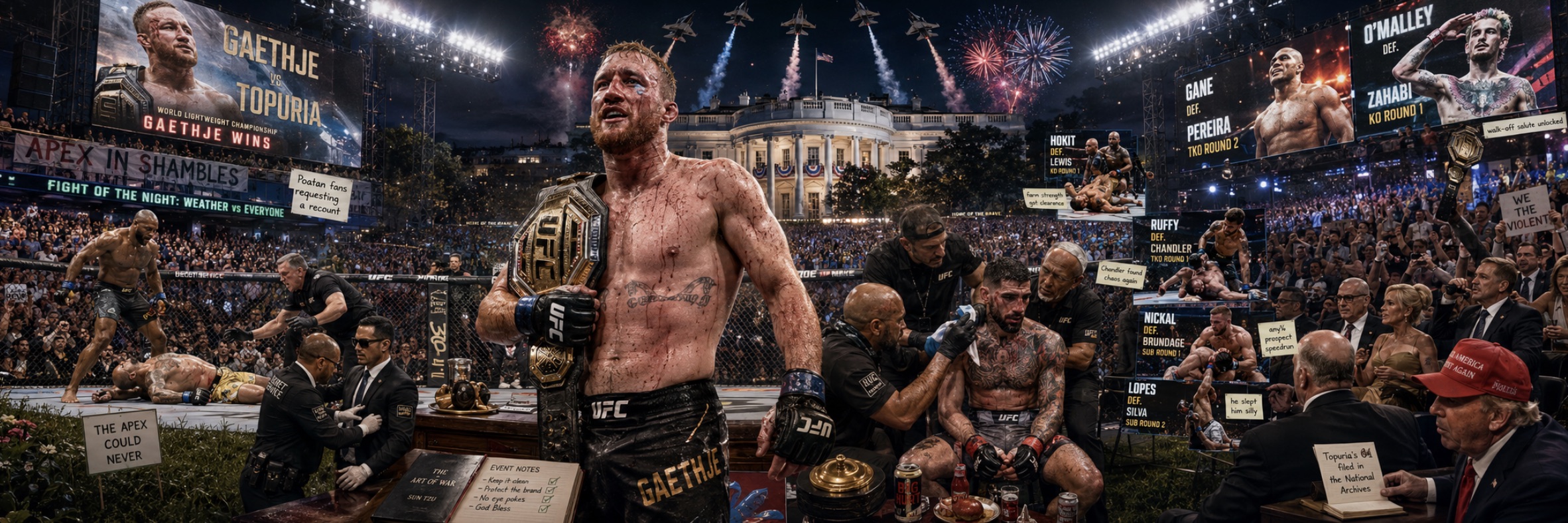 UFC Freedom 250 Results: Justin Gaethje Breaks Ilia Topuria at the White House