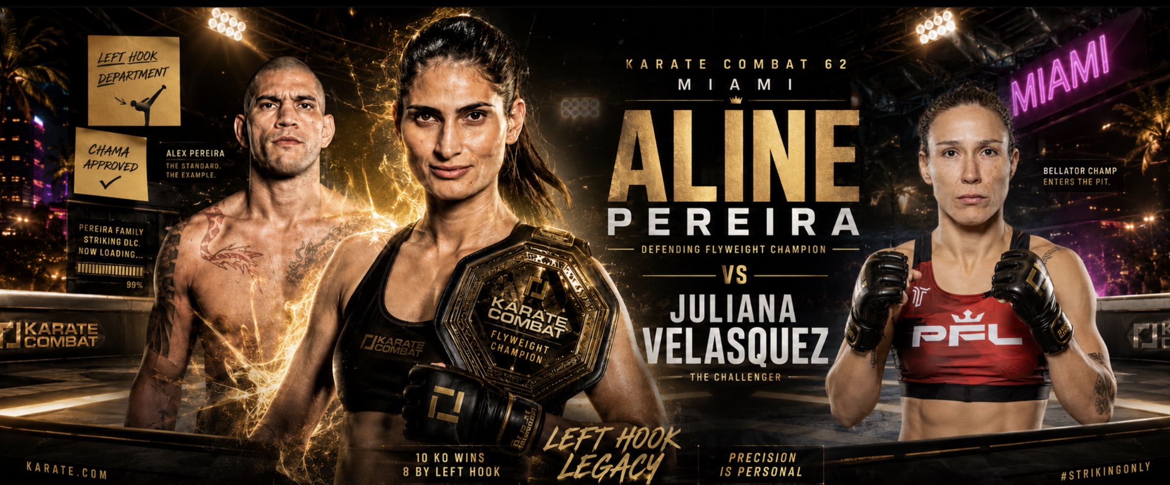 Aline Pereira vs Juliana Velasquez Set for Karate Combat 62 Flyweight Title Fight