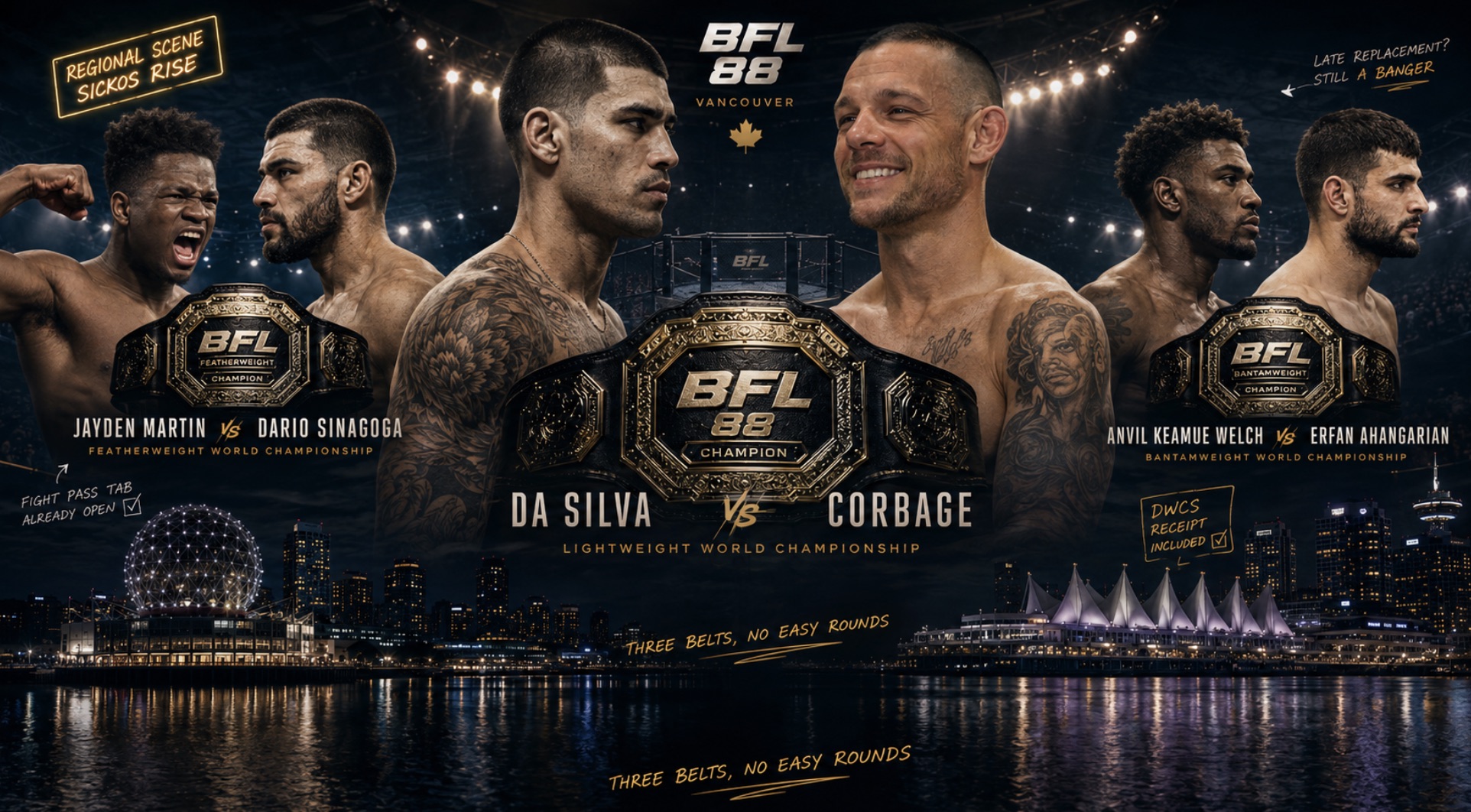 BFL 88 Preview: Radley Da Silva vs Lucas Corbage Leads Three Title Fights in Vancouver
