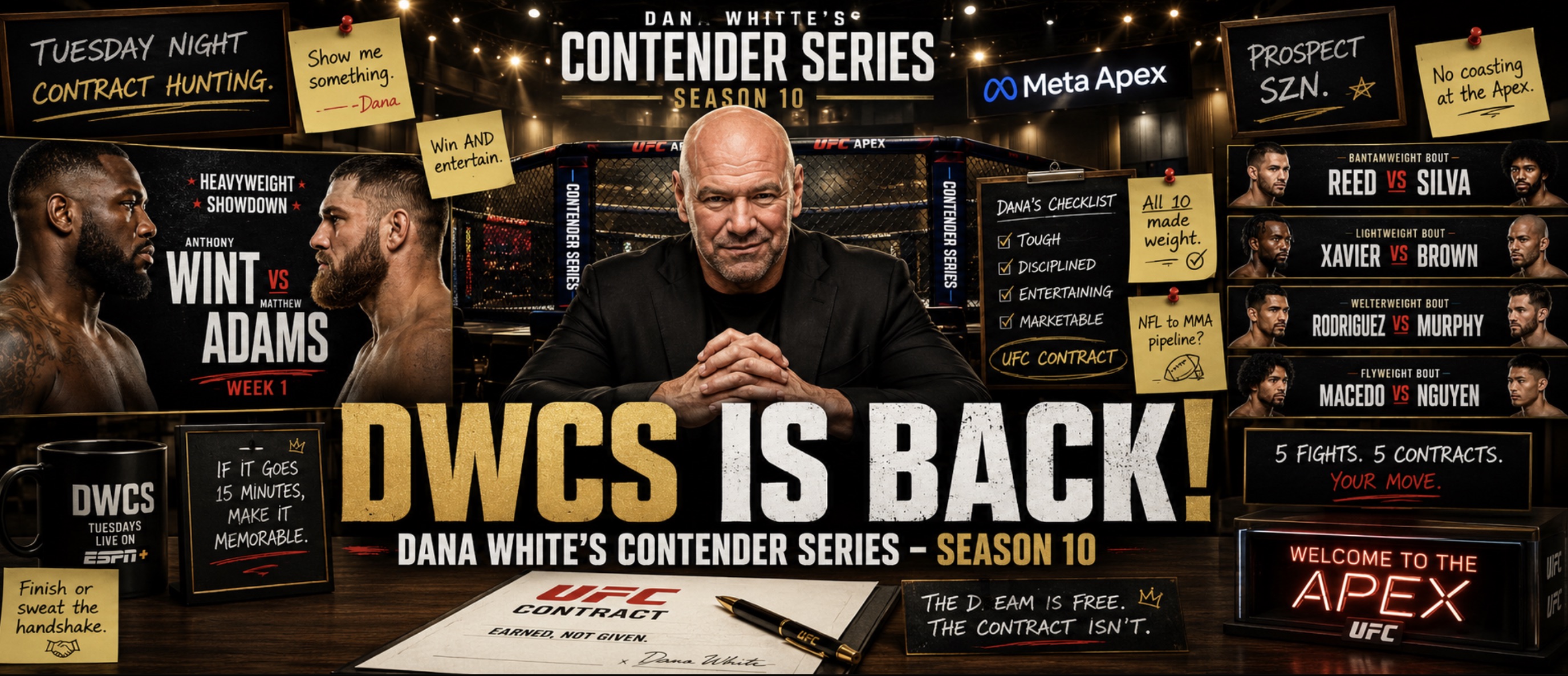 DWCS 2026 Week 1 Preview: Anthony Wint vs Matthew Adams Opens Contender Series Season 10