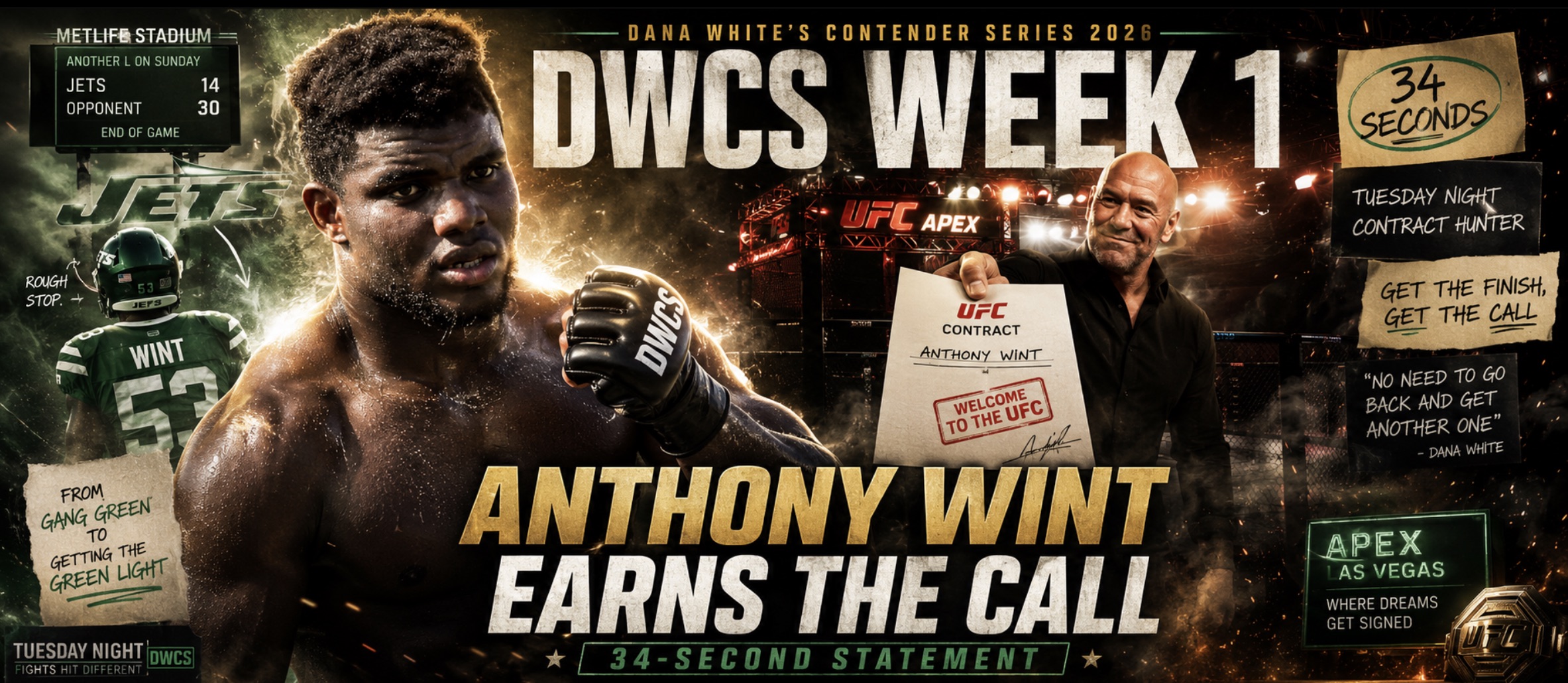 DWCS 2026 Week 1 Results: Four UFC Contracts as Anthony Wint Scores 34-Second KO