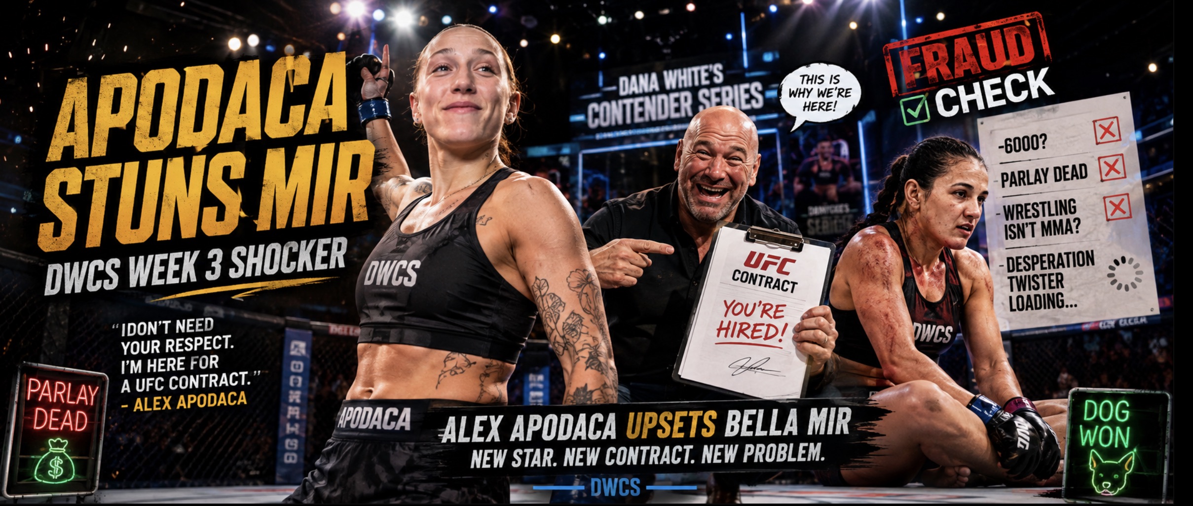 DWCS 2026 Week 3 Results: Alex Apodaca Shocks Bella Mir, All 5 Winners Earn UFC Contracts