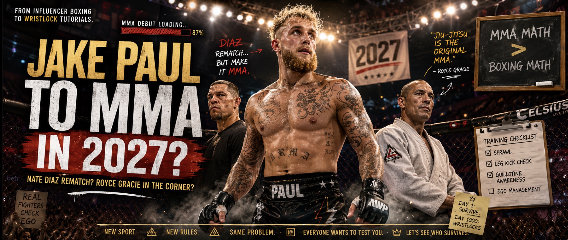 Jake Paul MMA Debut in 2027? PFL CEO Eyes Nate Diaz Rematch and Royce Gracie Training