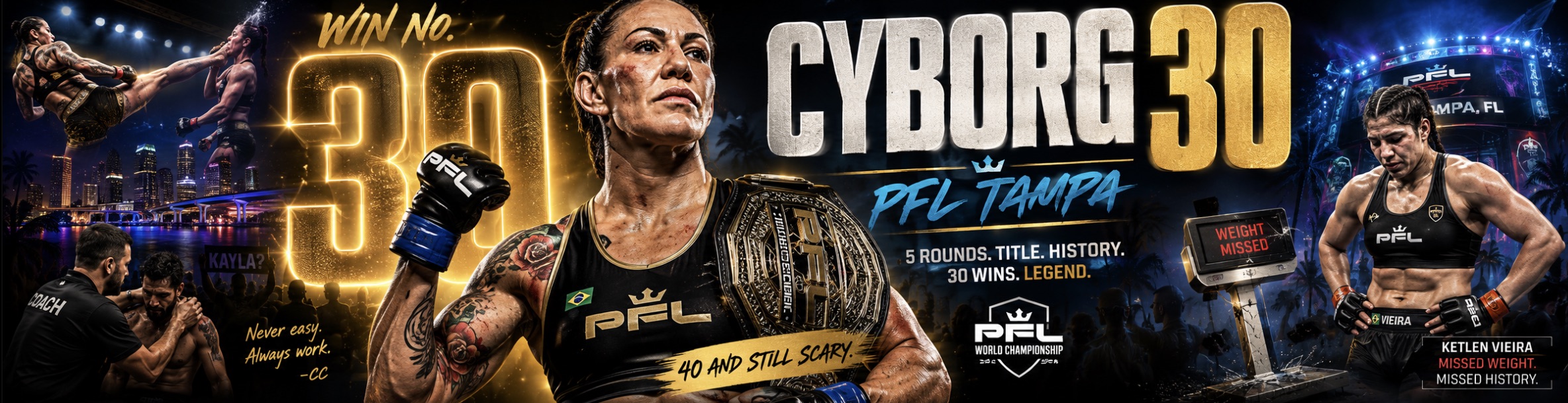 PFL Tampa Results: Cris Cyborg Beats Ketlen Vieira, Reaches 30 Wins and Teases Fighting Again