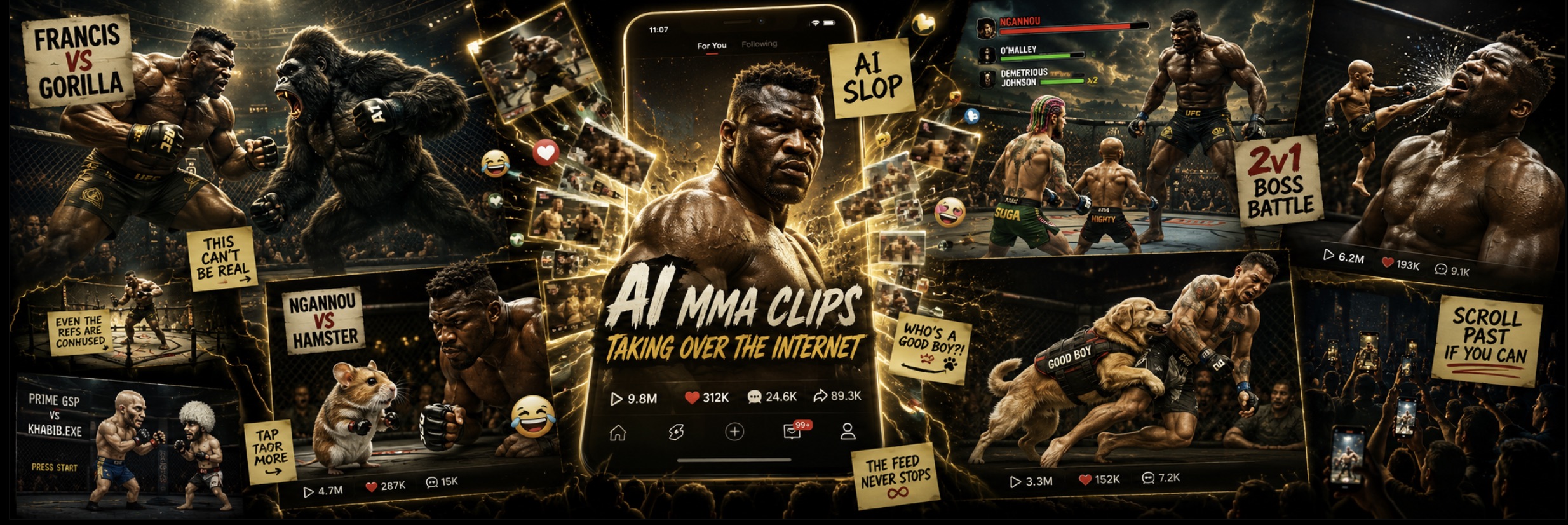 AI MMA Videos Explained: Viral UFC Fighter Clips, Francis Ngannou vs Animals and AI Slop
