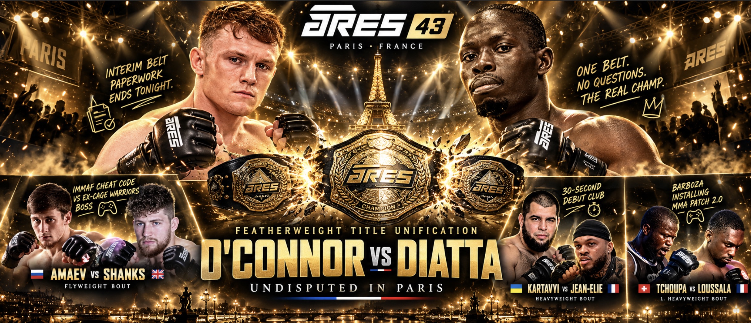 ARES FC 43 Preview & Full Fight Card: O’Connor vs Diatta Title Unification, Alexis Nicolas Returns