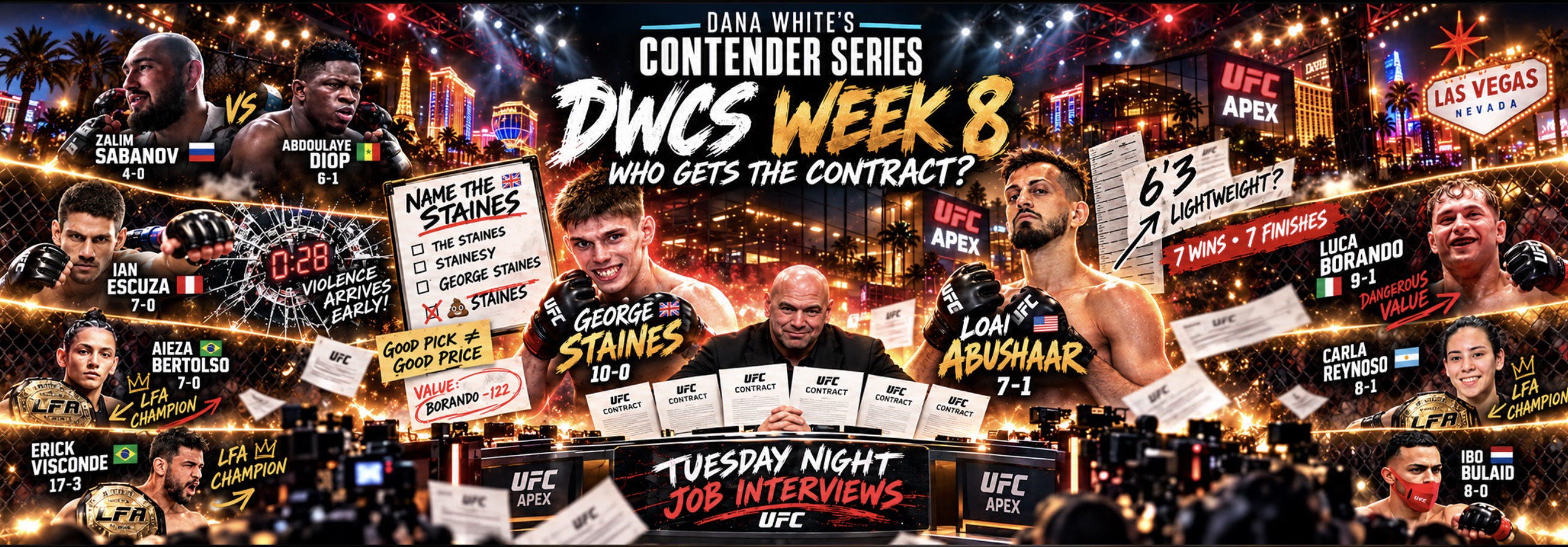 DWCS 2026 Week 8 Preview & Predictions: Staines vs. Abushaar, Odds and Full Fight Card
