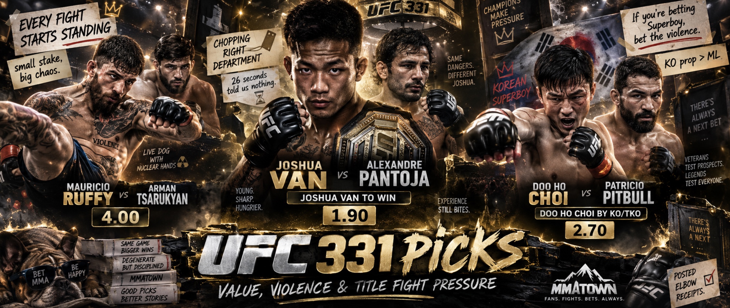 UFC 331 Predictions & Best Bets: Joshua Van, Mauricio Ruffy Upset Value and Doo Ho Choi by KO
