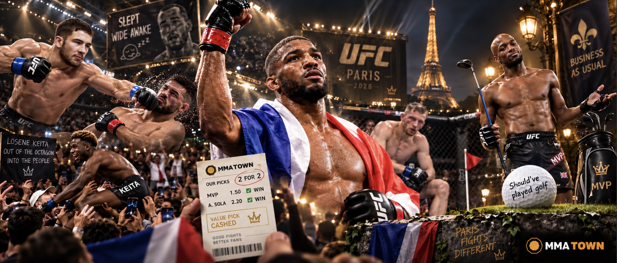 UFC Paris 2026 Full Results: Parnasse Stops Hooker, Sola and Losene Keita Score KOs, MMAtown Picks Go 2-for-2