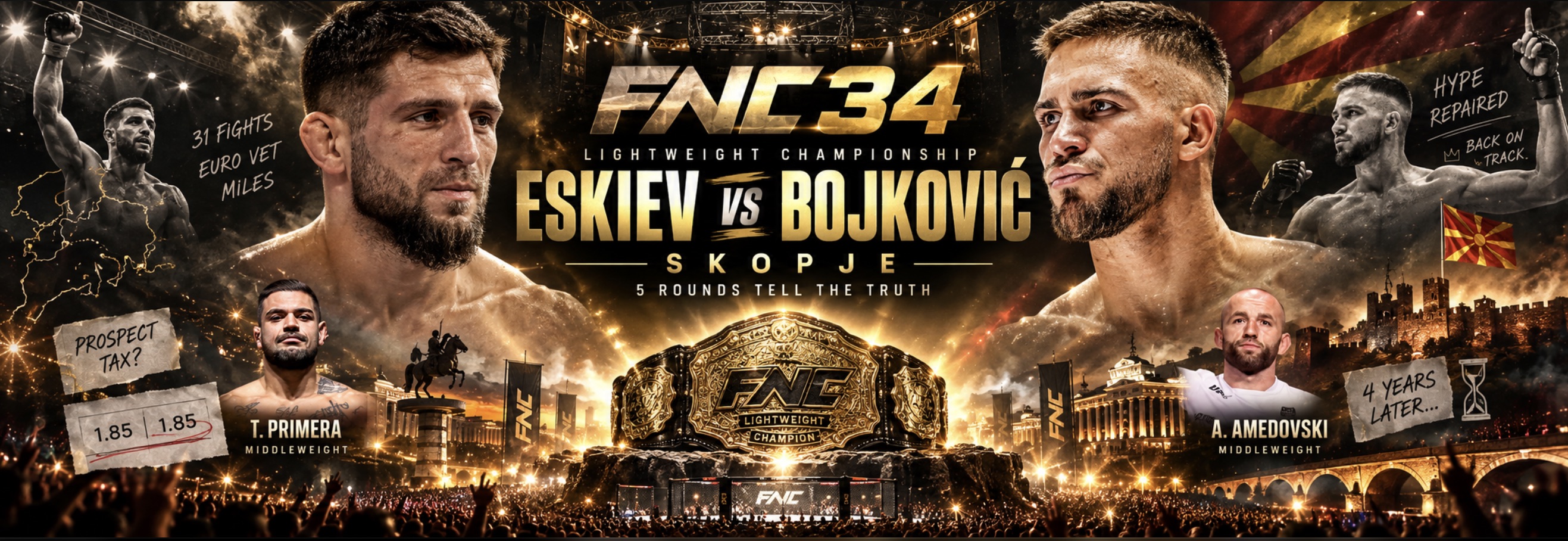 FNC 34 Preview: Eskiev vs. Bojković Lightweight Title Fight, Full Card & How to Watch