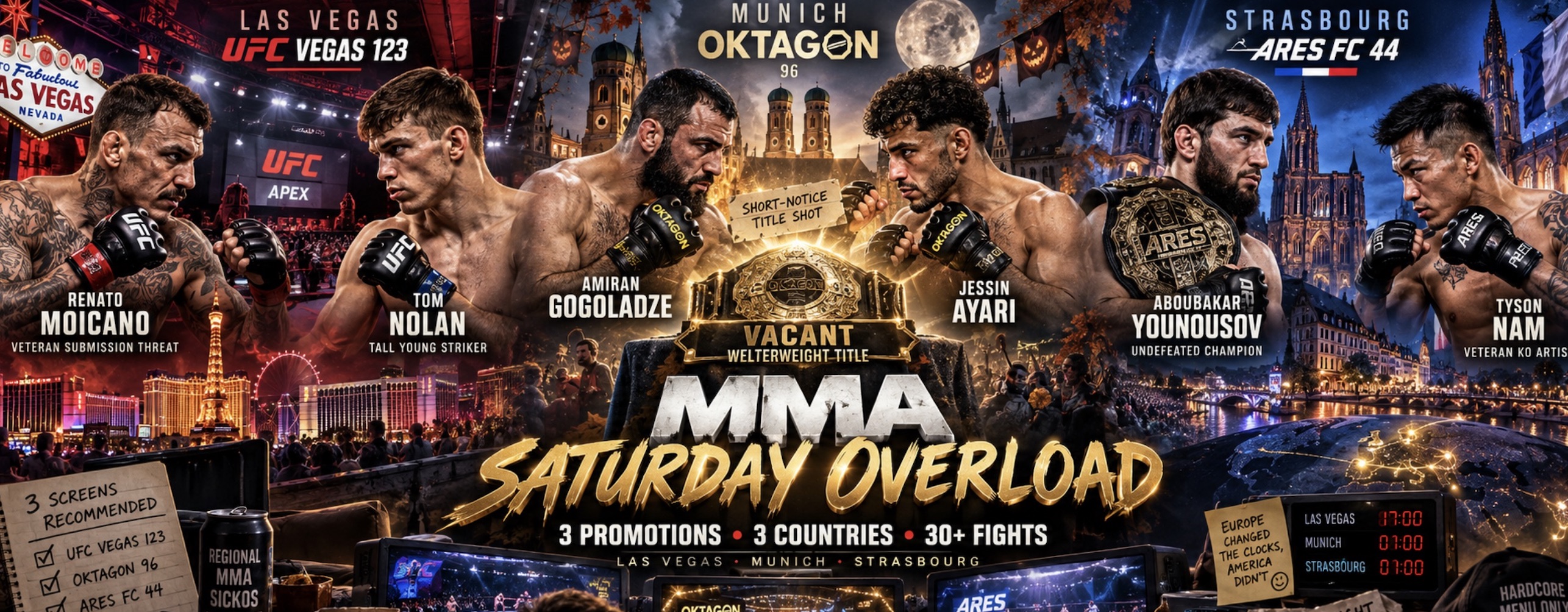 MMA This Weekend (October 31): UFC Vegas 123, OKTAGON 96 & ARES FC 44 Preview, Odds and Full Fight Cards
