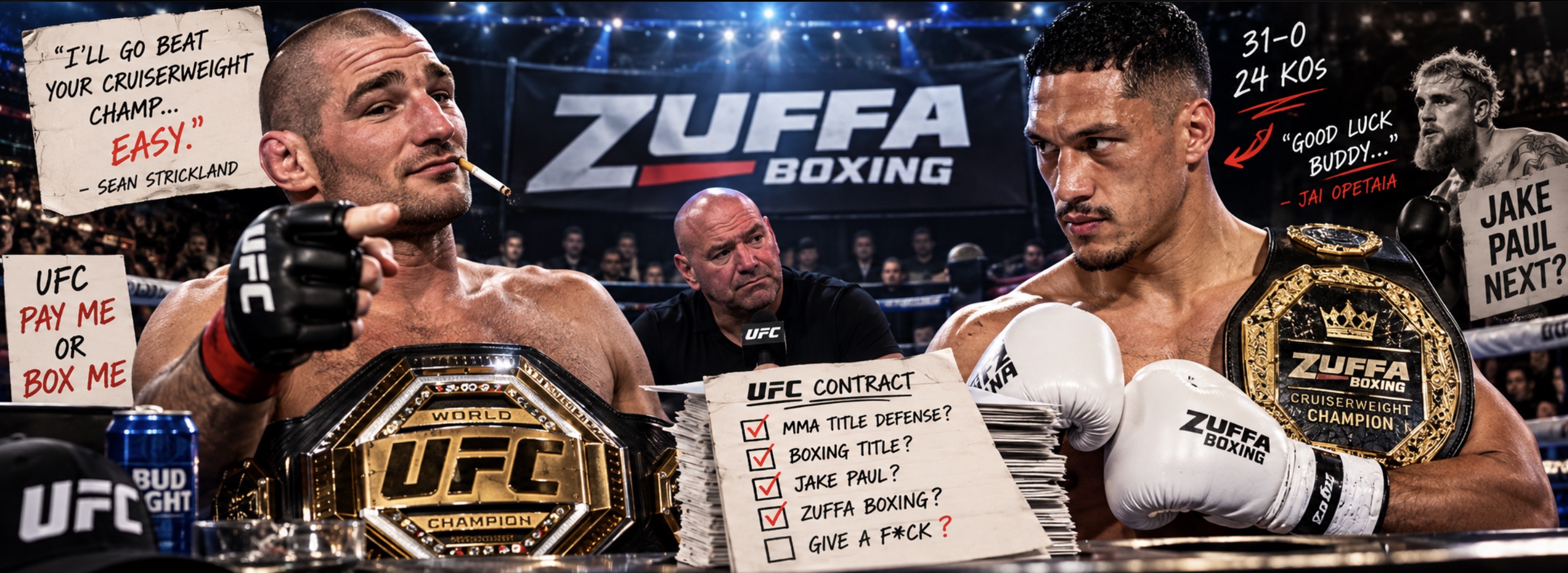 Sean Strickland Calls Out Jai Opetaia, Threatens UFC Exit for Boxing